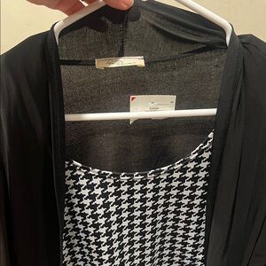 Zara Black and White Houndstooth Layered Dress